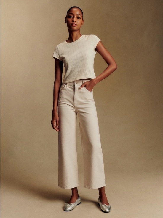Sezane Pants - Sezane Le Crop Mottled Ecru - Size 4